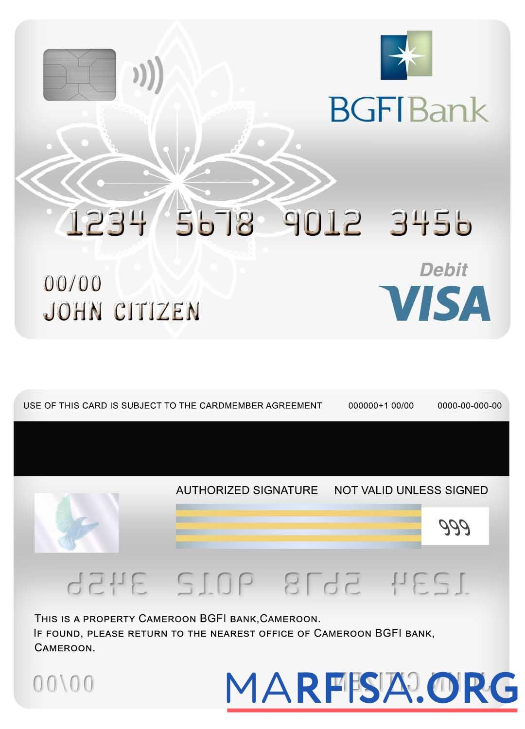 Printable Cameroon BGFI bank visa debit card sample
